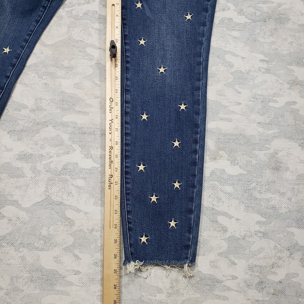 Judy Blue Jeans Womens 15/32 Blue Embroidered All Over Stars Skinny Medium Wash - Picture 9 of 11